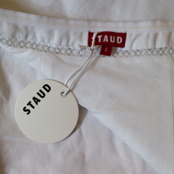 Staud White Megan Linen Cotton Halter Handkerchief Dress - Picture 3 of 3